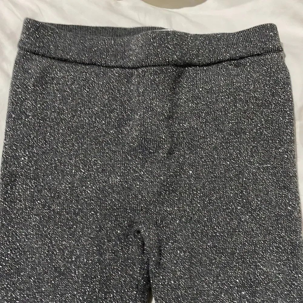 Gap 5 sweater grey metallic leggings like new worn once elastic waste pull on